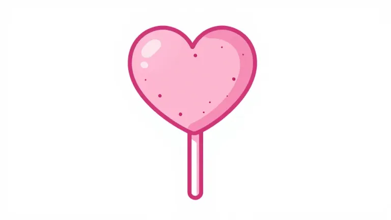 Pink Heart-Shaped Lollipop Glossy Droplets - Food - AI generated image