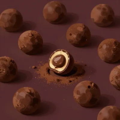 Exposed Chocolate Truffle with Smooth Interior - Food - AI generated image