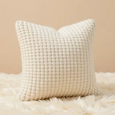 Close-Up Knit Pillow on Fur Blanket - Furniture - AI generated image
