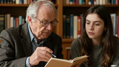 Elderly Man Writing Notebook Quietly - Education - AI generated image