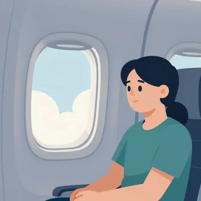 Young Woman Relaxing in Airplane Window Seat - People - AI generated image