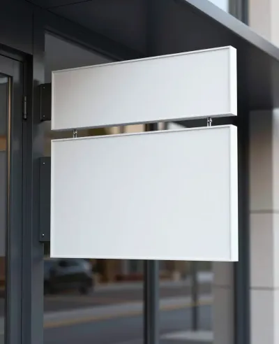 Glossy White Doorway Header Sign - Signage - AI generated image