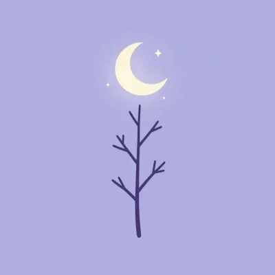 Bare Tree Branches with Crescent Moon and Stars - Nature - AI generated image