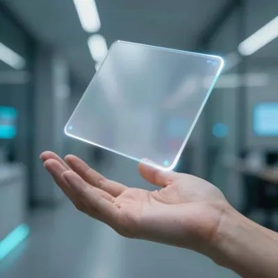 Translucent Cube Floating in Futuristic Hand - Technology - AI generated image
