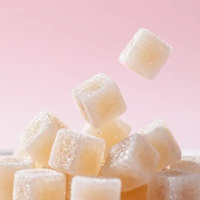 Sugar Cubes Falling with Soft Motion Trail - Food - AI generated image