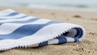 Folded Beach Towel on Sandy Beach - Beach - AI generated image