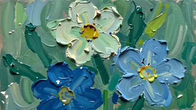 Impasto Floral Abstract with Reflective Highlights - Abstract Art - AI generated image