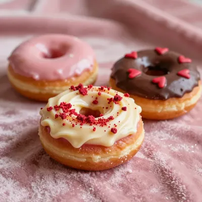Velvet Crush Donuts with Glazes and Sprinkles - Food - AI generated image