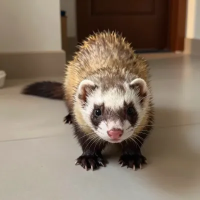 Ferret Stretching on Hind Legs - Animal - AI generated image