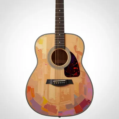 Acoustic Guitar Painted Wood Texture - Music - AI generated image