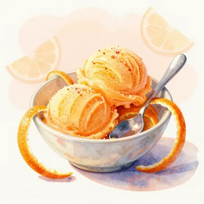 Citrus Sorbet Bowl with Sparkling Granules - Food - AI generated image