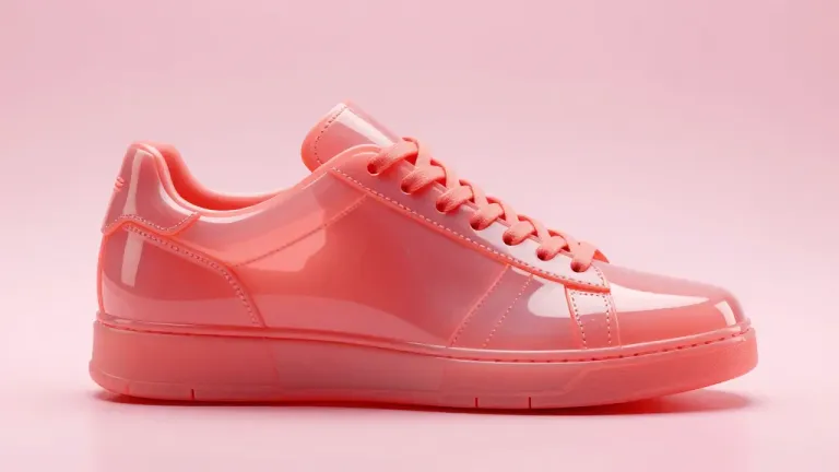Acrylic Sneakers Displayed on Pink Background - Footwear - AI generated image