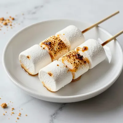 Roasted Marshmallow Skewers with Caramelized Top - Food - AI generated image