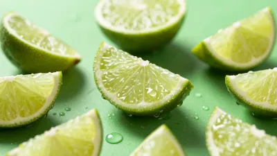 Lime Wedges Scattered with Dew Drops - Food - AI generated image