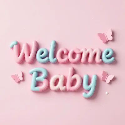 Pastel Pink and Blue 'Welcome Baby' Sign with Butterflies - Baby Shower - AI generated image