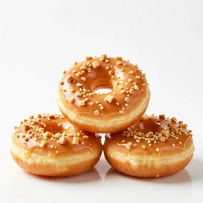 Toffee-Crunch Donuts Stacked with Soft Light - Food - AI generated image