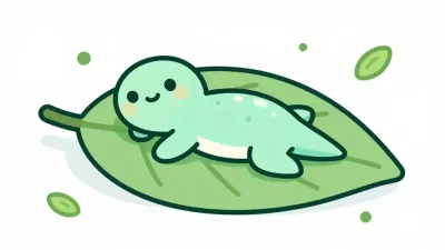 Pastel Lizard Resting on Glossy Leaf - Wildlife - AI generated image