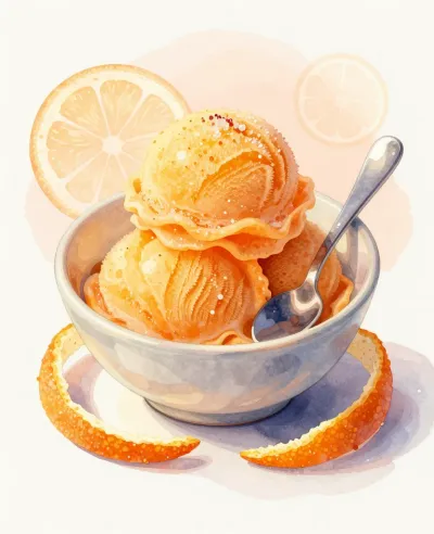 Citrus Sorbet Bowl with Spoon - Food - AI generated image