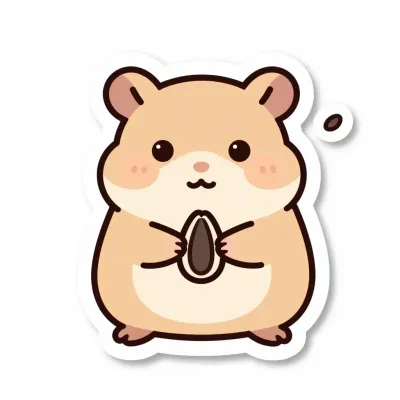 Cartoon Hamster Holding Glossy Nut - Cartoon - AI generated image
