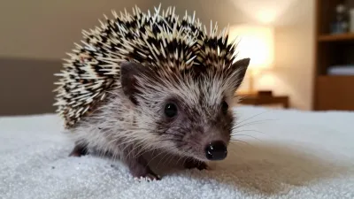 Curious Hedgehog Sniffing Towel - Animal - AI generated image