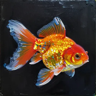 Orange Goldfish Mid-Swim with Glossy Scales - Fish - AI generated image