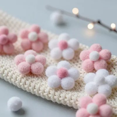 Felt Flower Cluster on Crocheted Fabric - Crafts - AI generated image