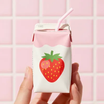 Strawberry Milk Carton with Straw - Food - AI generated image
