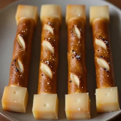 Pretzel Cheese Twists with Almonds - Food - AI generated image