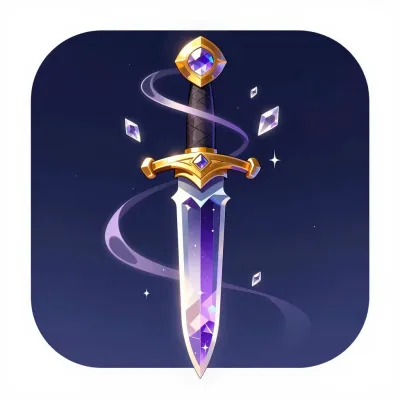 Crystal Dagger with Gold Hilt Floating in Starlight - Weapon - AI generated image