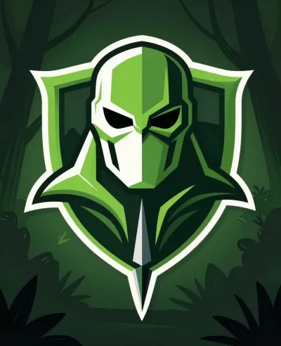 Green Knight's Helmet in Jungle - Armor - AI generated image