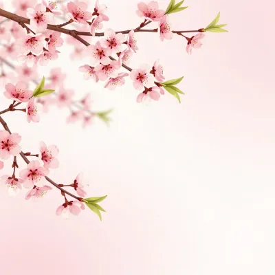 Cherry Blossom Branch Sweeping Diagonally - Flora - AI generated image