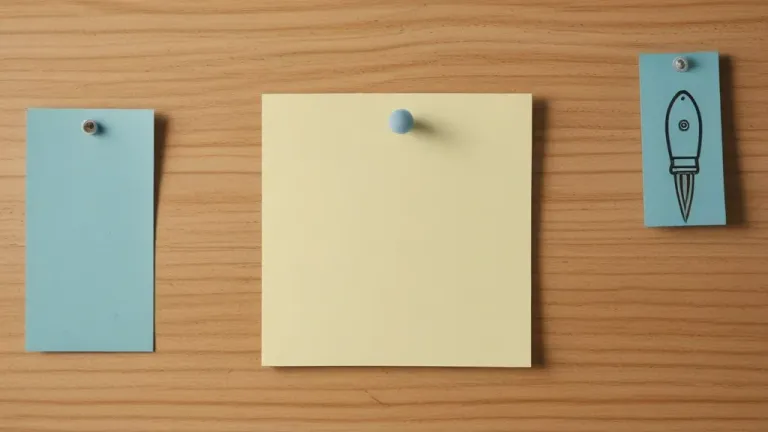 Yellow Paper with Blue Notes and Illustration on Desk - Stationery - AI generated image