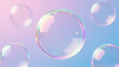 Iridescent Soap Bubbles Floating in Pastel Gradient - Background - AI generated image