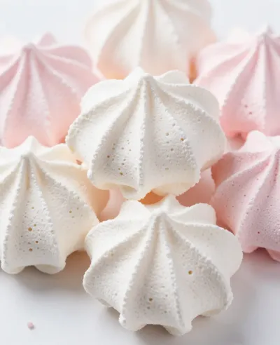 Meringue Kisses Clustered in Soft Light - Food - AI generated image