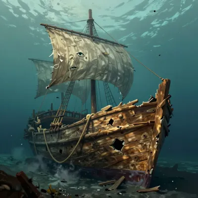 Shipwreck Underwater Decay - Shipwreck - AI generated image