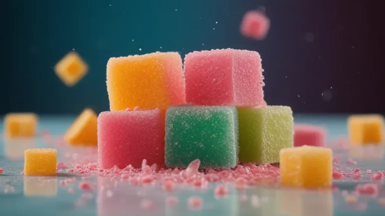 Translucent Gummy Candy Pyramid with Sugar Dust - Food - AI generated image