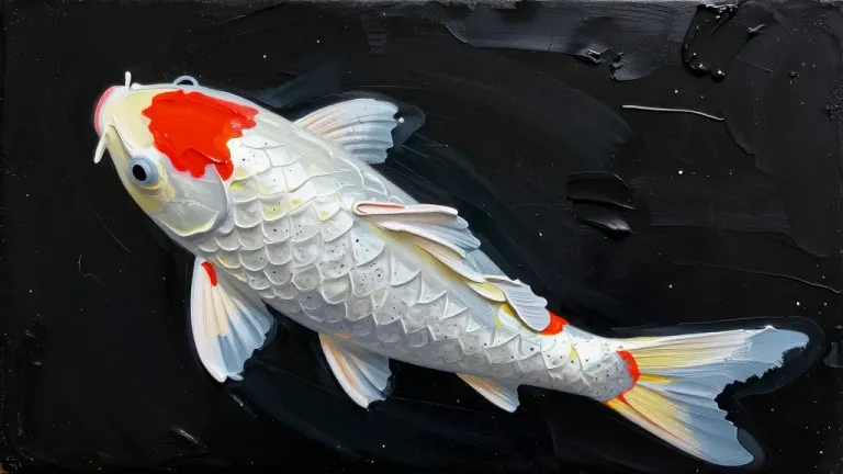 White Koi Fish Curving Gracefully with Glossy Scales - Fish - AI generated image