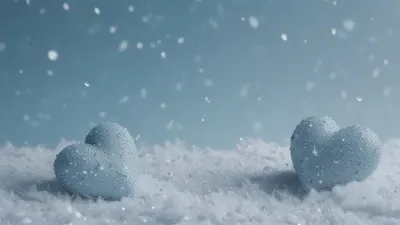 Snow-Covered Ice Balls Semi-Circle - Winter - AI generated image