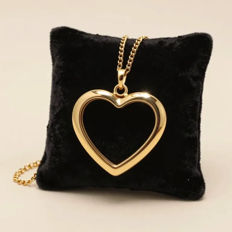 Golden Heart Locket on Velvet Cushion - Jewelry - AI generated image