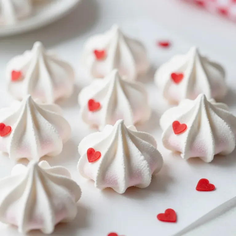 Meringue Kisses with Red Hearts - Food - AI generated image