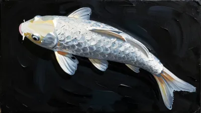 Glossy Koi Fish Swimming Gracefully - Aquatic - AI generated image