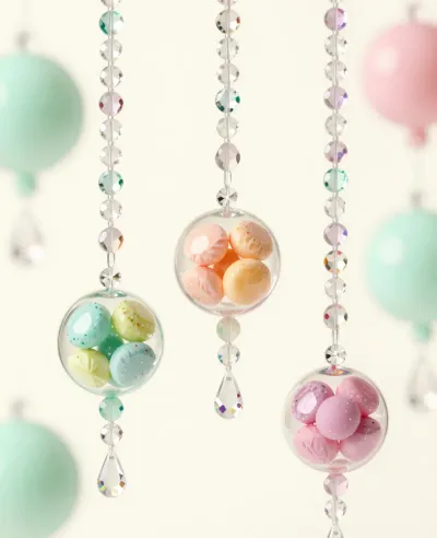 Pastel Candy Glass Baubles Hanging Dreamy - Decor - AI generated image