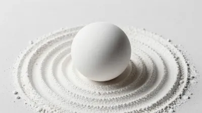 Ceramic Sphere Resting on Powder Rings - Still Life - AI generated image