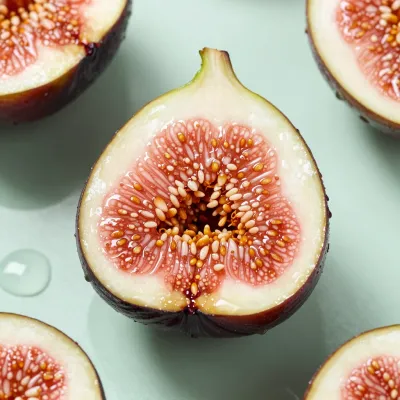 Cross-Section of a Fig with Golden Seeds - Food - AI generated image