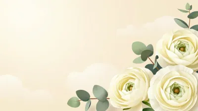 Buttercream Ranunculus Corner Frame - Flowers - AI generated image