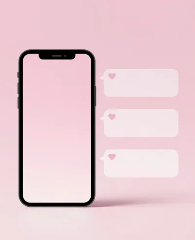 Smartphone with Blank Screen and Speech Bubbles - Technology - AI generated image