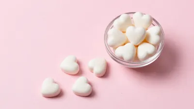 Heart-Shaped Mints in Glass Bowl - Food - AI generated image