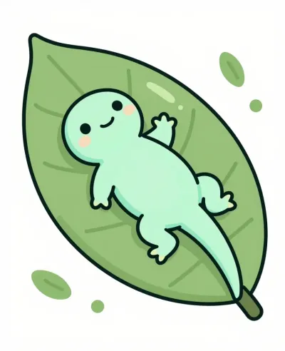 Cheerful Lizard Resting on Leaf - Animal - AI generated image