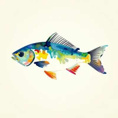 Vibrant Painted Fish Silhouette - Art - AI generated image