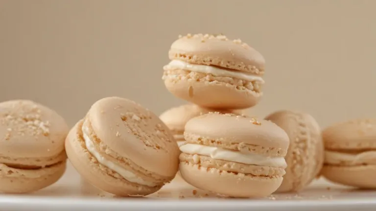 Champagne Macarons Towered with Golden Light - Food - AI generated image